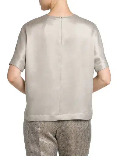 Giorgio Armani Women's Satin Short-Sleeve Blouse - Ash - Size 6 | Thumbnail 5