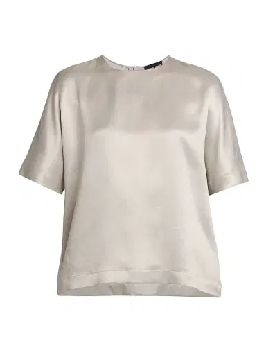 Giorgio Armani Women's Satin Short-Sleeve Blouse - Ash - Size 6 | Thumbnail 1