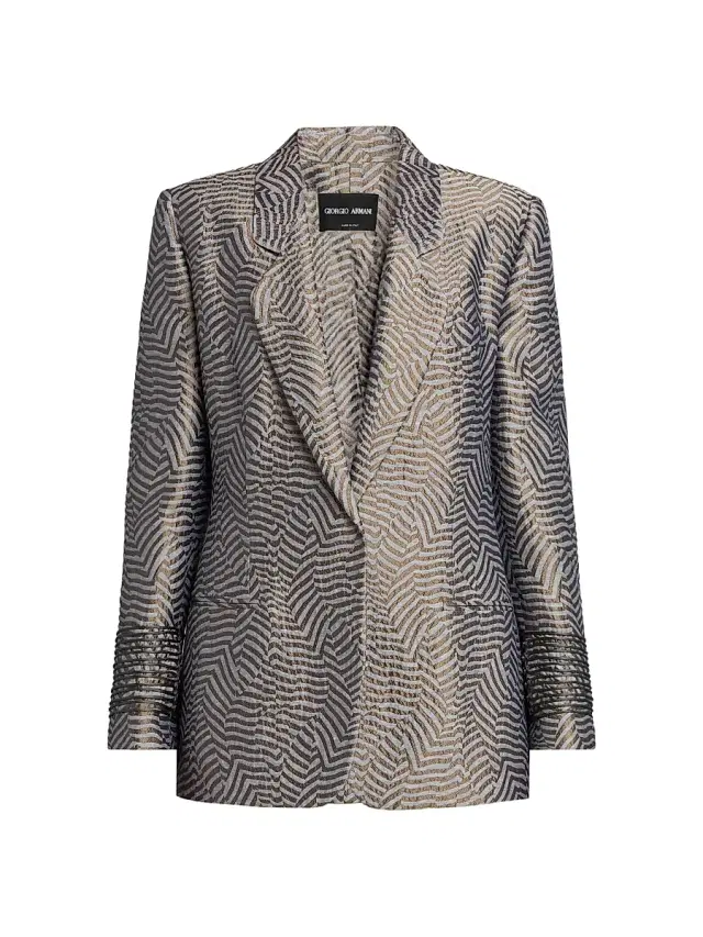 Giorgio Armani Women's Irregular Geometric Jacquard Blazer - Phantom