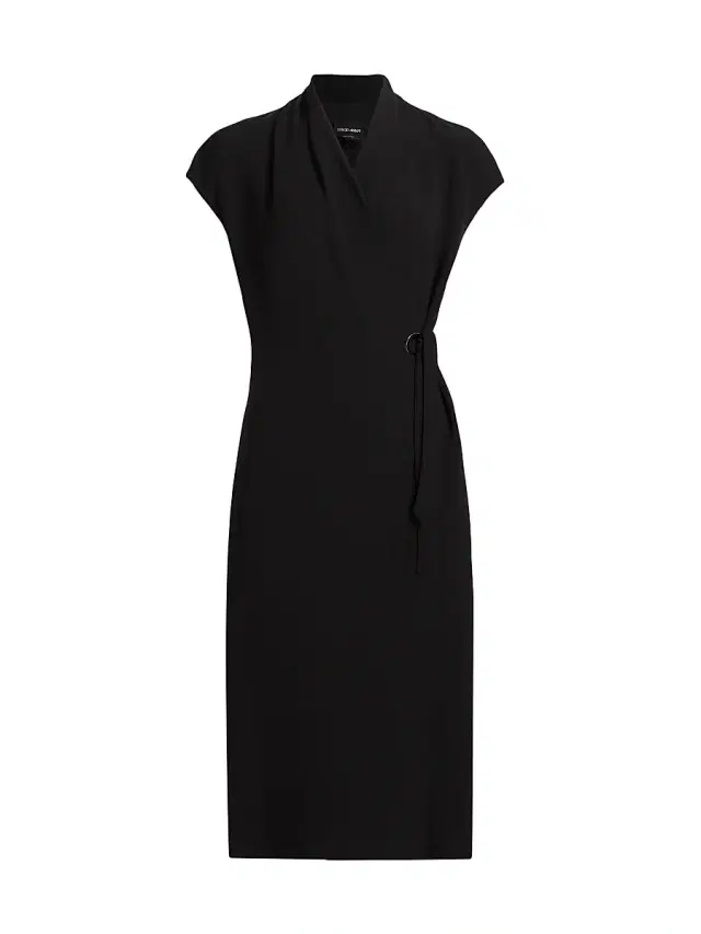 Giorgio Armani Women's Silk Wrap Midi-Dress - Black