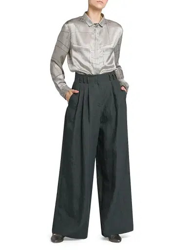 Giorgio Armani Women's Compact Linen Trousers - Forest - Size 6 | Thumbnail 2
