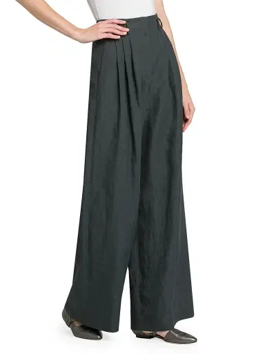 Giorgio Armani Women's Compact Linen Trousers - Forest - Size 6 | Thumbnail 4