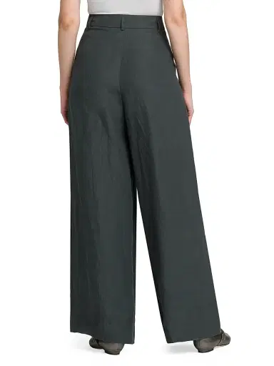 Giorgio Armani Women's Compact Linen Trousers - Forest - Size 6 | Thumbnail 5