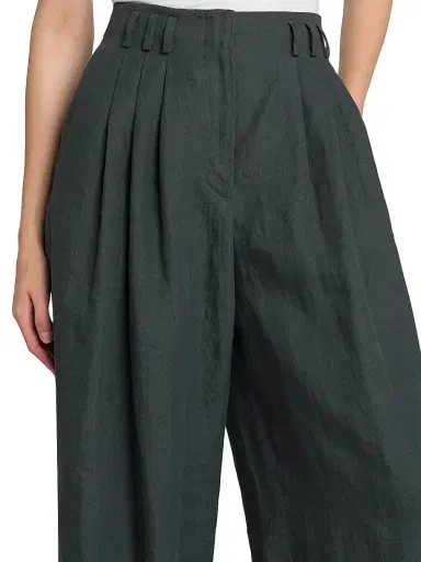 Giorgio Armani Women's Compact Linen Trousers - Forest - Size 6 | Thumbnail 6