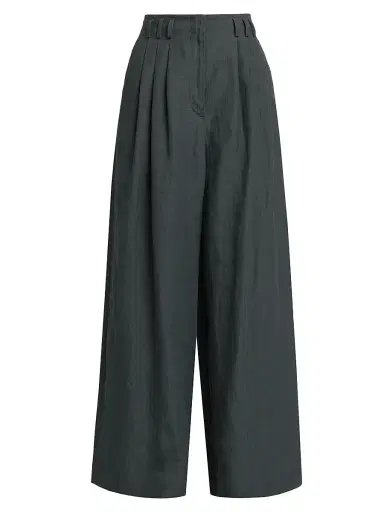 Giorgio Armani Women's Compact Linen Trousers - Forest - Size 6 | Thumbnail 1