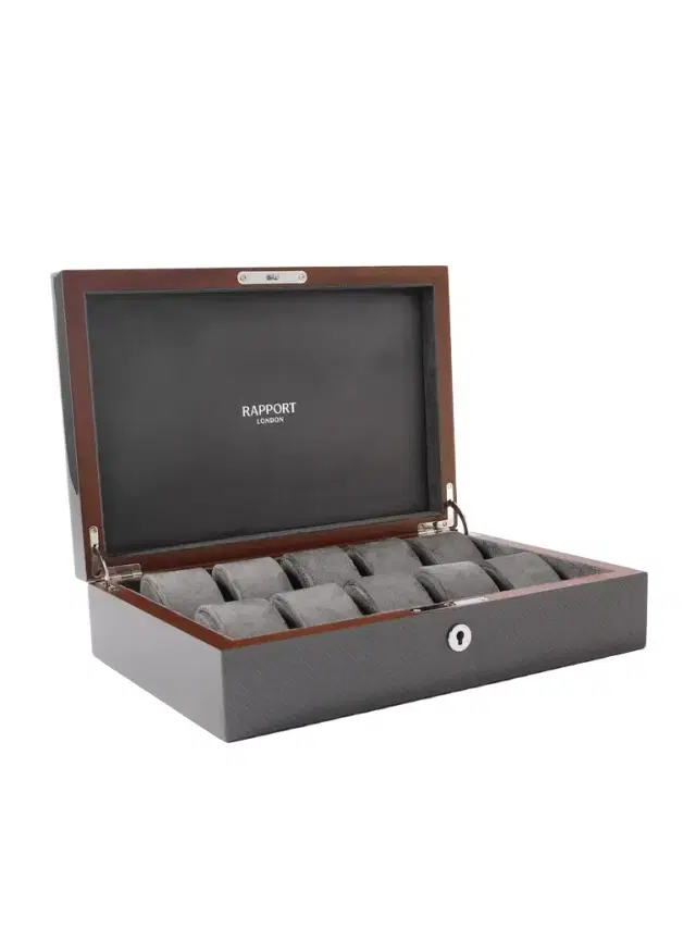 Carbon Fiber and Wood 10-Piece Watch Box - Men