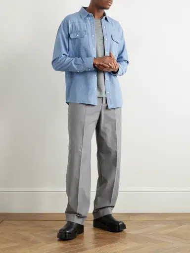 Zegna Cotton and Linen-Blend Chambray Shirt - Men | Thumbnail 2
