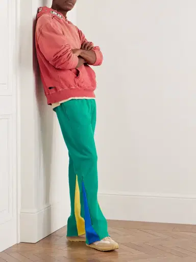 Gallery Dept. Flared Denim-Panelled Logo-Print Cotton-Jersey Sweatpants - Men | Thumbnail 2 Gallery Dept. Flared Denim-Panelled Logo-Print Cotton-Jersey Sweatpants - Men | Thumbnail 2