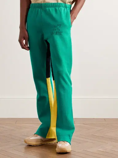 Gallery Dept. Flared Denim-Panelled Logo-Print Cotton-Jersey Sweatpants - Men | Thumbnail 3 Gallery Dept. Flared Denim-Panelled Logo-Print Cotton-Jersey Sweatpants - Men | Thumbnail 3