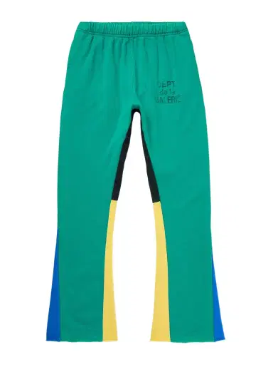 Gallery Dept. Flared Denim-Panelled Logo-Print Cotton-Jersey Sweatpants - Men | Thumbnail 1 Gallery Dept. Flared Denim-Panelled Logo-Print Cotton-Jersey Sweatpants - Men | Thumbnail 1