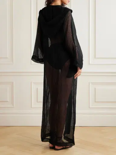Lisa Marie Fernandez Hooded Crinkled Linen-blend Gauze Kaftan | Thumbnail 3 Lisa Marie Fernandez Hooded Crinkled Linen-blend Gauze Kaftan | Thumbnail 3