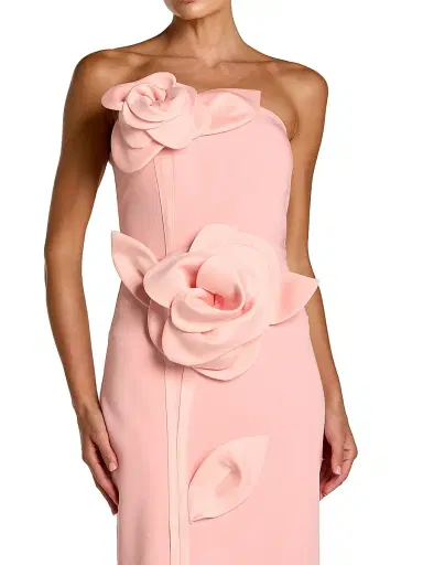 Mac Duggal Women's Floral Crepe Strapless Maxi Dress - Blush | Thumbnail 3 Mac Duggal Women's Floral Crepe Strapless Maxi Dress - Blush | Thumbnail 3