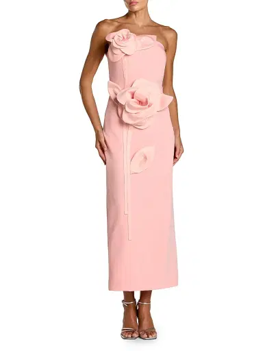 Mac Duggal Women's Floral Crepe Strapless Maxi Dress - Blush | Thumbnail 1 Mac Duggal Women's Floral Crepe Strapless Maxi Dress - Blush | Thumbnail 1