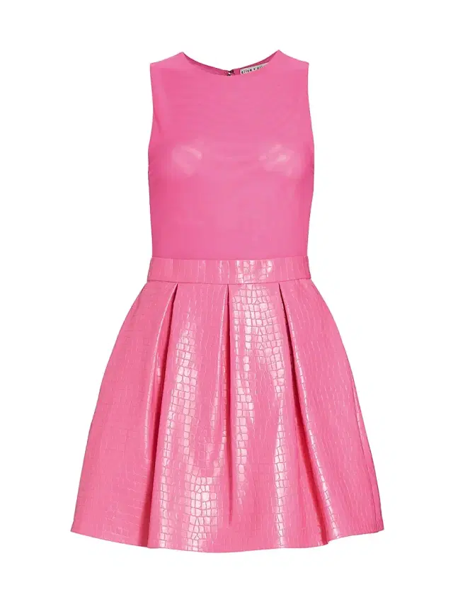 ALICE + OLIVIA Women's Chara Croc-Embossed Party Dress - Wild Pink