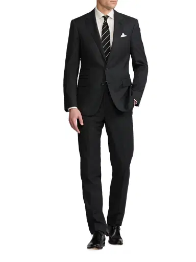 Ralph Lauren Purple Label Men's Gregory Hand-Tailored Wool Serge Suit - Charcoal - Size 48 | Thumbnail 2