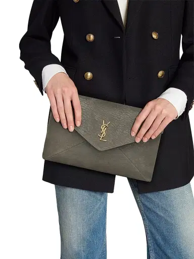 Saint Laurent Women's Cassandre Large Envelope Pouch in Lambskin | Thumbnail 2 Saint Laurent Women's Cassandre Large Envelope Pouch in Lambskin | Thumbnail 2