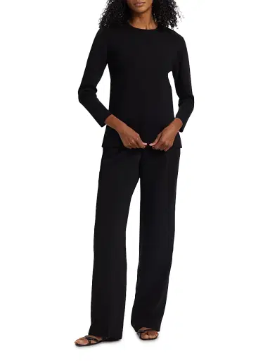 Toteme Women's Jersey-Knit Crewneck Sweater - Black | Thumbnail 2
