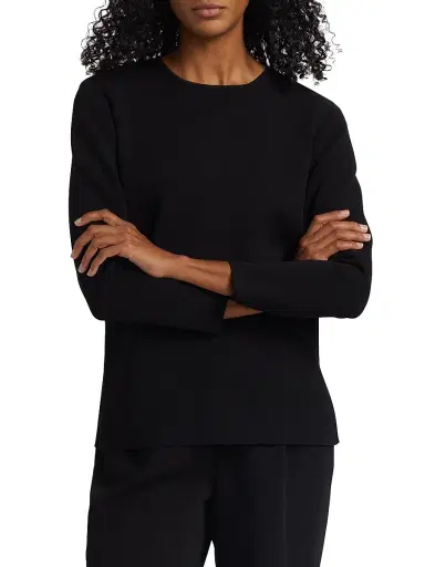 Toteme Women's Jersey-Knit Crewneck Sweater - Black | Thumbnail 3