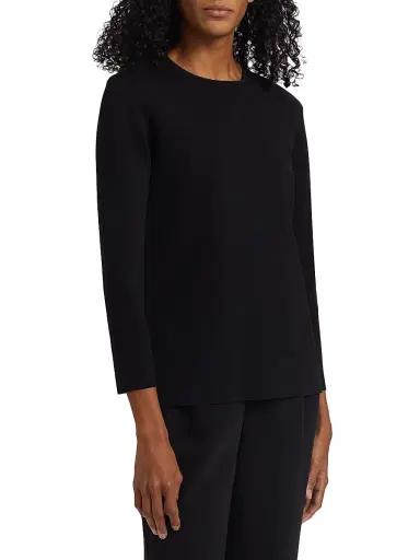 Toteme Women's Jersey-Knit Crewneck Sweater - Black | Thumbnail 4