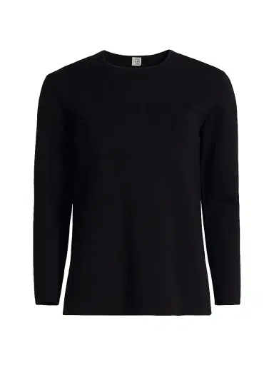 Toteme Women's Jersey-Knit Crewneck Sweater - Black | Thumbnail 1