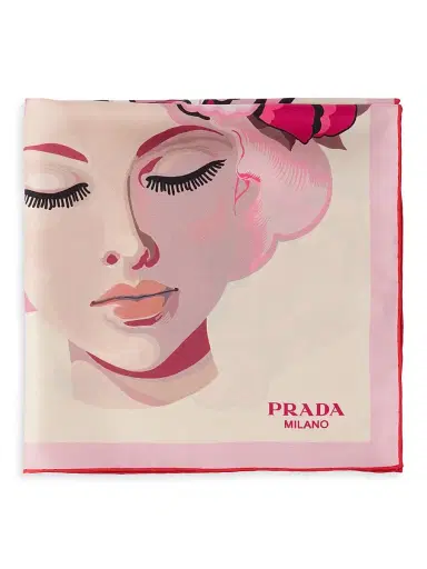 Prada Women's Printed Silk Twill 55CM Square Scarf | Thumbnail 2 Prada Women's Printed Silk Twill 55CM Square Scarf | Thumbnail 2