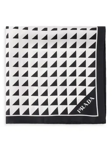 Prada Women's Printed Silk Twill 55CM Square Scarf - Black | Thumbnail 2