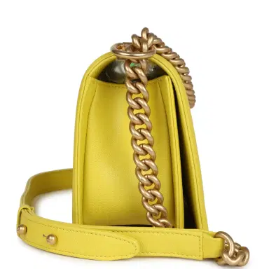 Chanel Chanel Medium Chevron Boy Bag Yellow Grained Calfskin Brushed Gold Hardware | Thumbnail 3 Chanel Chanel Medium Chevron Boy Bag Yellow Grained Calfskin Brushed Gold Hardware | Thumbnail 3