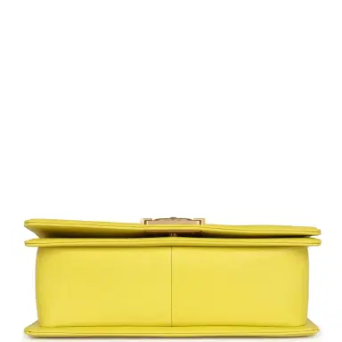 Chanel Chanel Medium Chevron Boy Bag Yellow Grained Calfskin Brushed Gold Hardware | Thumbnail 6 Chanel Chanel Medium Chevron Boy Bag Yellow Grained Calfskin Brushed Gold Hardware | Thumbnail 6