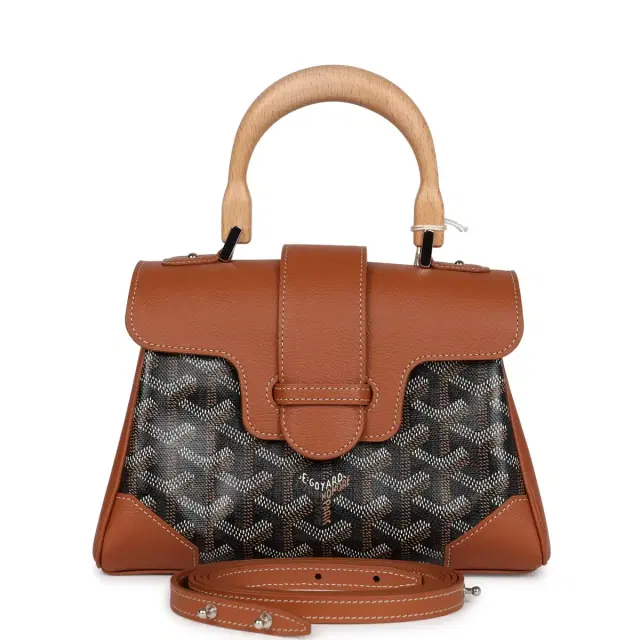 goyard Goyard Saigon Souple Mini Bag Black and Brown Goyardine Canvas Palladium Hardware