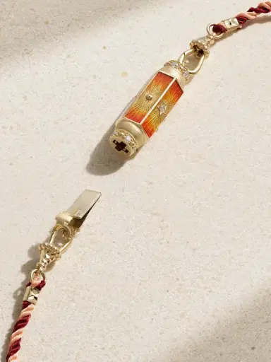 Marie Lichtenberg Baby Locket 14-karat Gold And Cord, Enamel, Diamond And Pearl Necklace | Thumbnail 3 Marie Lichtenberg Baby Locket 14-karat Gold And Cord, Enamel, Diamond And Pearl Necklace | Thumbnail 3