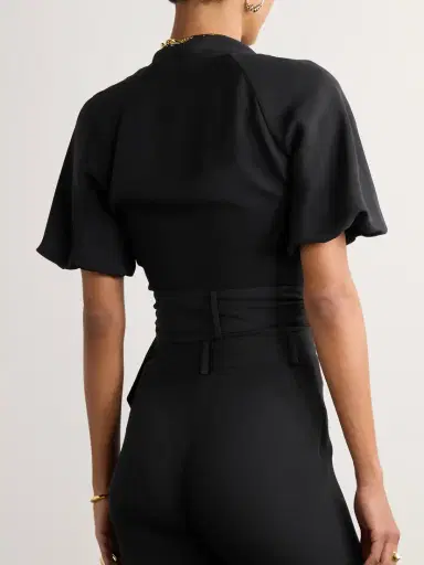 Loro Piana Clancy Cropped Silk-cady Wrap Shirt | Thumbnail 3 Loro Piana Clancy Cropped Silk-cady Wrap Shirt | Thumbnail 3
