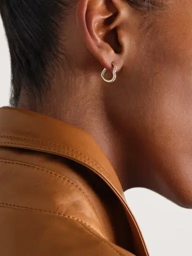 Yvonne Léon Mini Créole Coeur 9-karat Yellow And White Gold Single Hoop Earring | Thumbnail 2 Yvonne Léon Mini Créole Coeur 9-karat Yellow And White Gold Single Hoop Earring | Thumbnail 2
