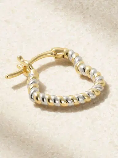 Yvonne Léon Mini Créole Coeur 9-karat Yellow And White Gold Single Hoop Earring | Thumbnail 3 Yvonne Léon Mini Créole Coeur 9-karat Yellow And White Gold Single Hoop Earring | Thumbnail 3