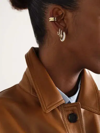 Yvonne Léon Mini Créole Coeur 9-karat Yellow And White Gold Single Hoop Earring | Thumbnail 4 Yvonne Léon Mini Créole Coeur 9-karat Yellow And White Gold Single Hoop Earring | Thumbnail 4