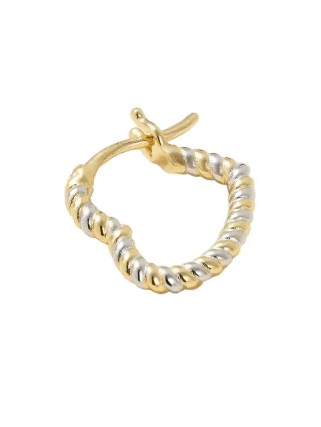 Yvonne Léon Mini Créole Coeur 9-karat Yellow And White Gold Single Hoop Earring