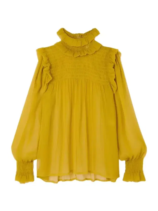 Smocked Ruffled Silk-crepon Blouse