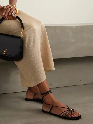 Saint Laurent Babylone Logo-embellished Leather Sandals | Thumbnail 2 Saint Laurent Babylone Logo-embellished Leather Sandals | Thumbnail 2