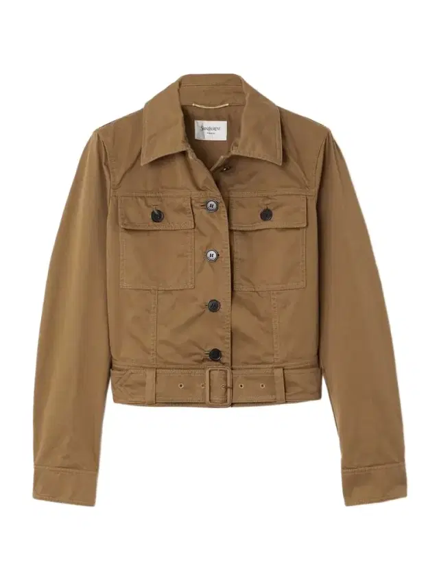 Cropped Belted Organic Cotton-twill Jacket