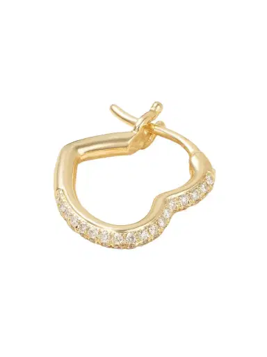 Yvonne Léon Mini Créole Coeur 9-karat Gold Diamond Single Hoop Earring | Thumbnail 1