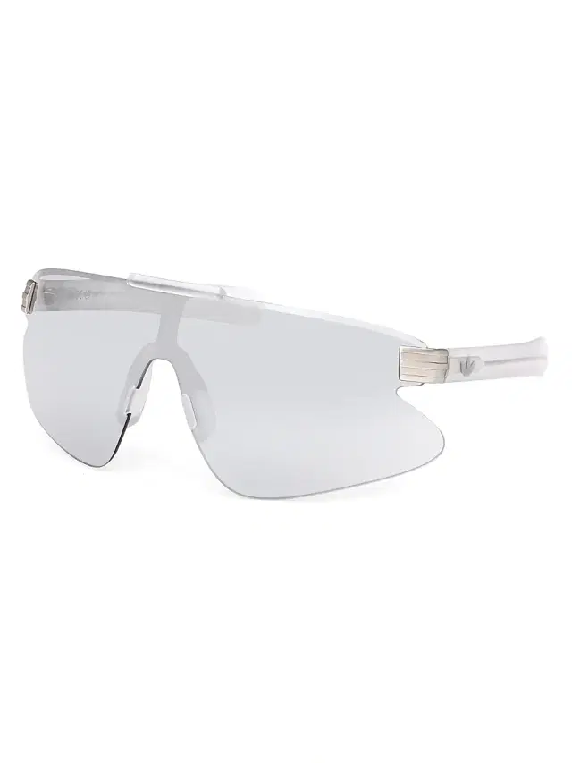Men's Mirrored Shield Sunglasses - Silver Transparent