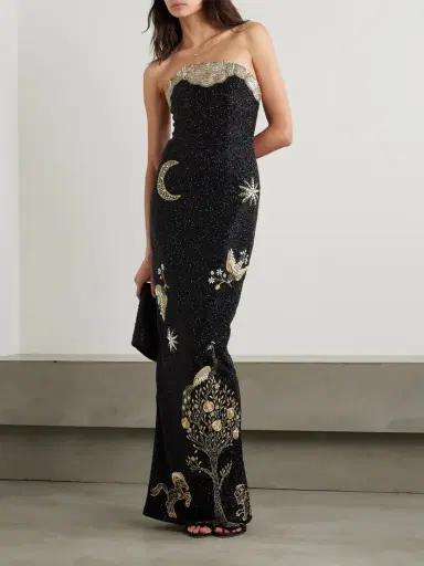 Clio Peppiatt Seraphina Strapless Embroidered Beaded Stretch-satin Gown | Thumbnail 2 Clio Peppiatt Seraphina Strapless Embroidered Beaded Stretch-satin Gown | Thumbnail 2