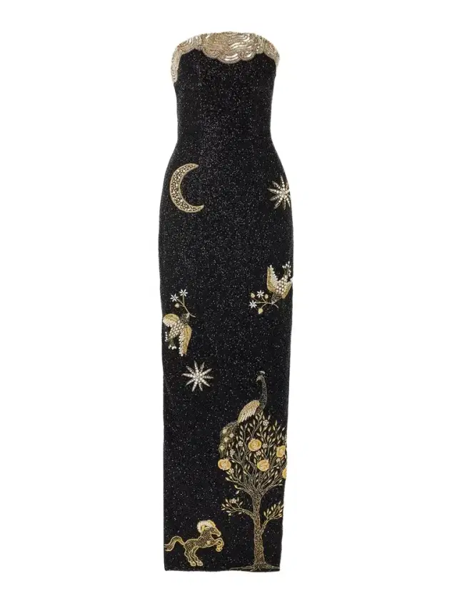 Clio Peppiatt Seraphina Strapless Embroidered Beaded Stretch-satin Gown