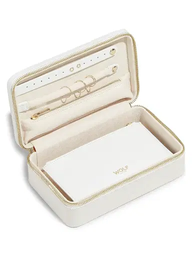 Wolf Maria Rectangle Quilted Zip Leather Jewelry Case | Thumbnail 2