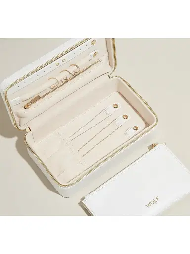 Wolf Maria Rectangle Quilted Zip Leather Jewelry Case | Thumbnail 3