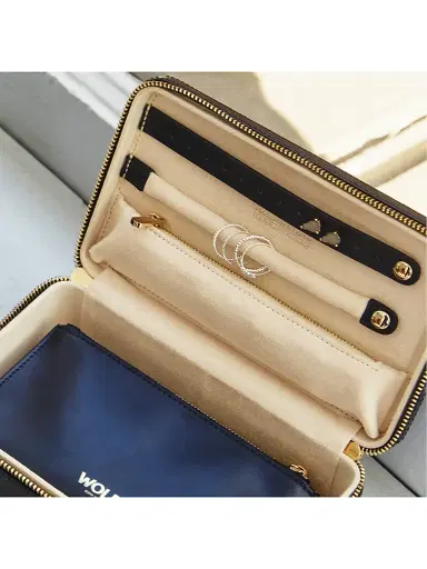 Wolf Maria Rectangle Quilted Zip Leather Jewelry Case | Thumbnail 5