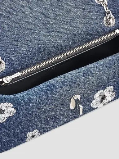Marc Jacobs Women's The Sequin Daisy Denim Dual Chain Wallet - Denim | Thumbnail 5 Marc Jacobs Women's The Sequin Daisy Denim Dual Chain Wallet - Denim | Thumbnail 5