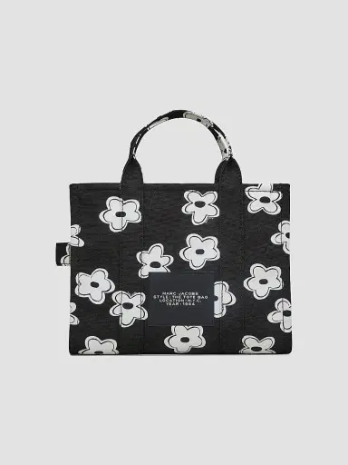 Marc Jacobs Women's The Daisy Canvas Medium Tote Bag - Black White | Thumbnail 3 Marc Jacobs Women's The Daisy Canvas Medium Tote Bag - Black White | Thumbnail 3