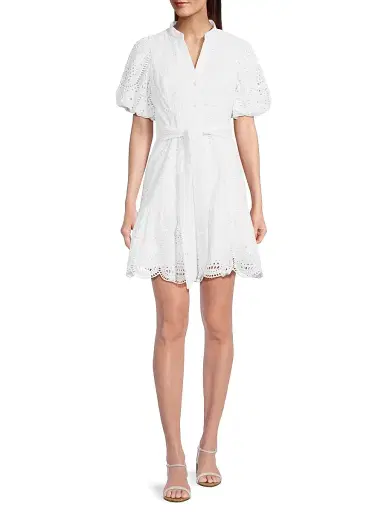 Lilly Pulitzer Women's Cotton Tie-Waist Puff-Sleeve Minidress | Thumbnail 2 Lilly Pulitzer Women's Cotton Tie-Waist Puff-Sleeve Minidress | Thumbnail 2