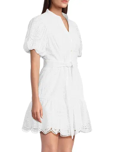 Lilly Pulitzer Women's Cotton Tie-Waist Puff-Sleeve Minidress | Thumbnail 4 Lilly Pulitzer Women's Cotton Tie-Waist Puff-Sleeve Minidress | Thumbnail 4