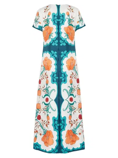 La DoubleJ Women's Swing Dress - Morpheus Placee Orange | Thumbnail 2